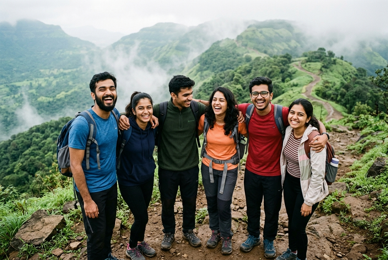 Medical students community batch enjoying Rajgad trek together